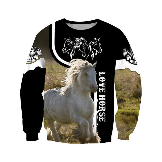 Love White Horse Shirt - Winter Set for Men and Women JJ091201-Apparel-NNK-Sweat Shirt-S-Vibe Cosy™