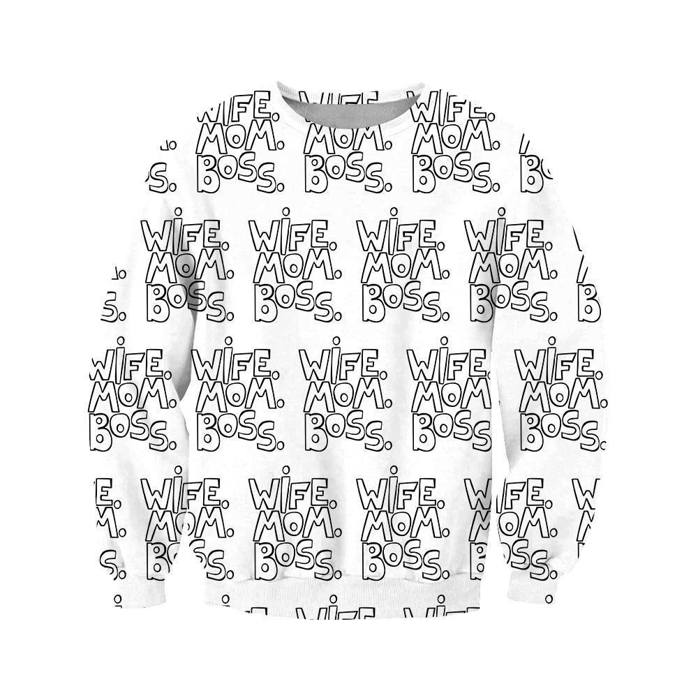 3D All Over Black Wife Mom Boss Hoodie-Apparel-Khanh Arts-Sweat Shirt-S-Vibe Cosy™