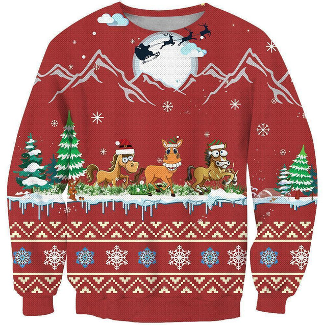 3D All Over Print Red Horse Shirts-Apparel-Phaethon-Sweatshirt-S-Vibe Cosy™