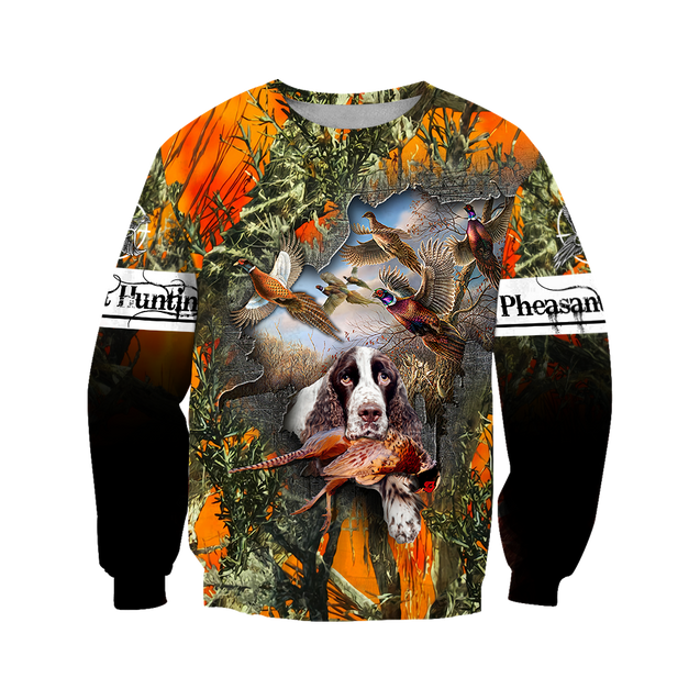 Pheasant Hunting Springer Spaniel 3D All Over Printed Shirts For Men And Women JJ180101-Apparel-MP-Sweatshirts-S-Vibe Cosy™