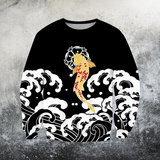 Koi Fish Black Hoodie HC3703 - Amaze Style™-Apparel