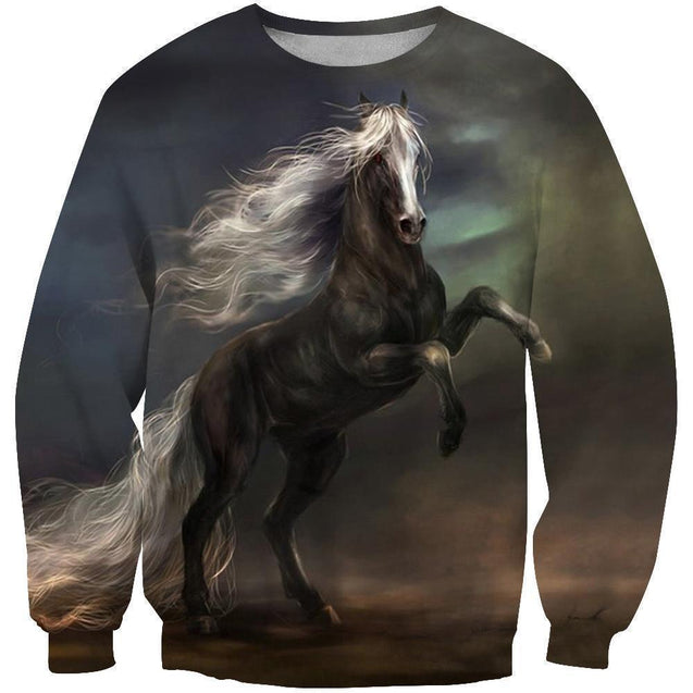 All Over Print Black Horse In The Dark-Apparel-Phaethon-Sweatshirt-S-Vibe Cosy™