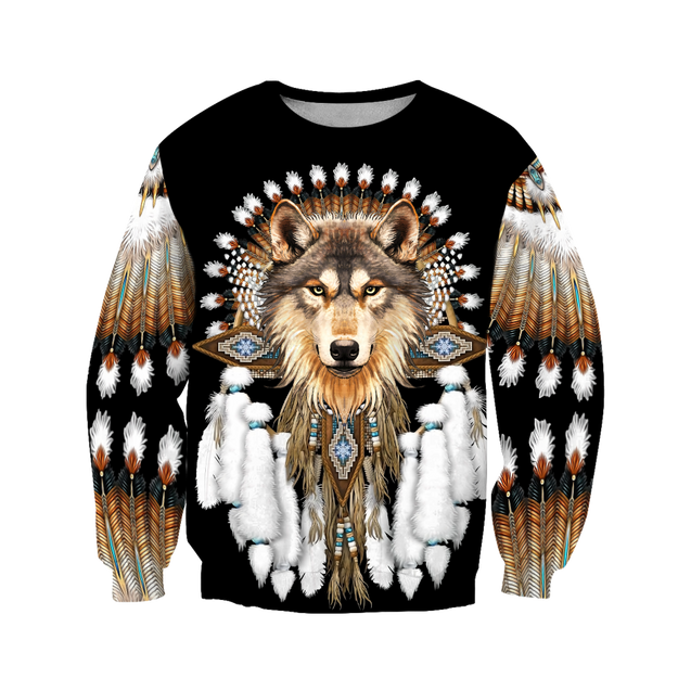 Native American Wolf 3D All Over Printed Shirts MP18052001-Apparel-MP-Sweatshirt-S-Vibe Cosy™