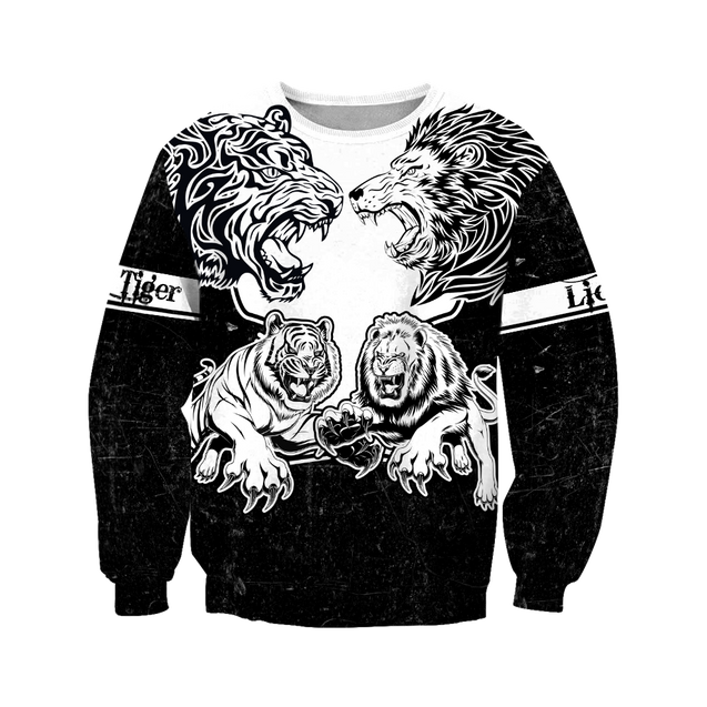 Lion vs Tiger Warrior Tattoo  3D All Over Printed  Unisex Shirts