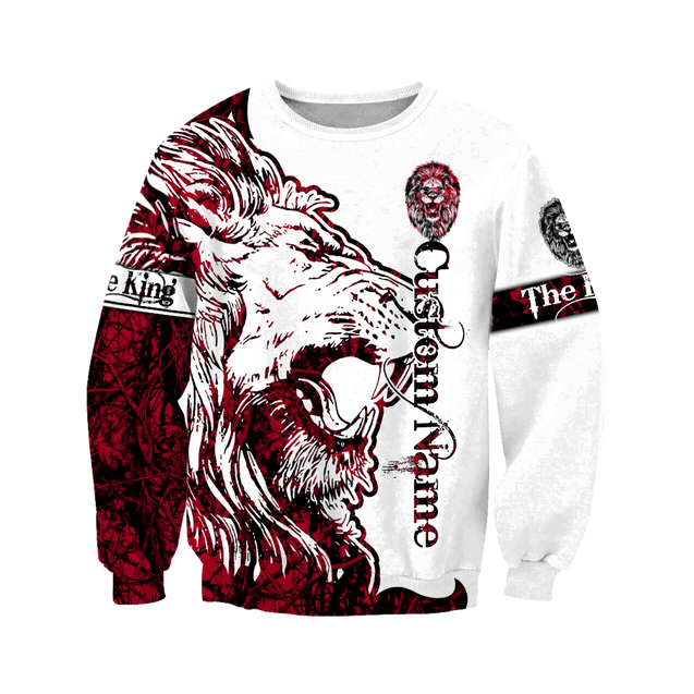 Custom Name The Red Alpha King Lion Tattoo 3D All Over Printed Unisex Shirt