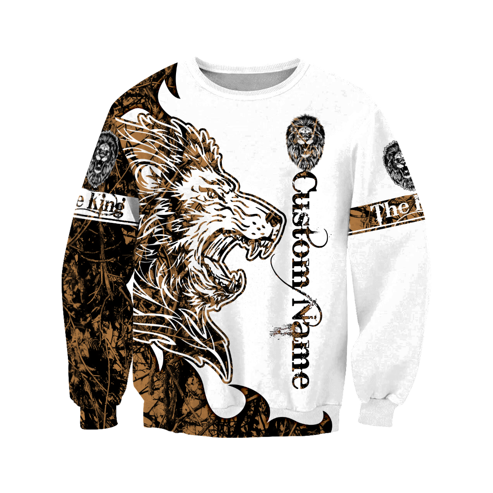 Custom Name The King Lion Tattoo Over Printed Hoodie
