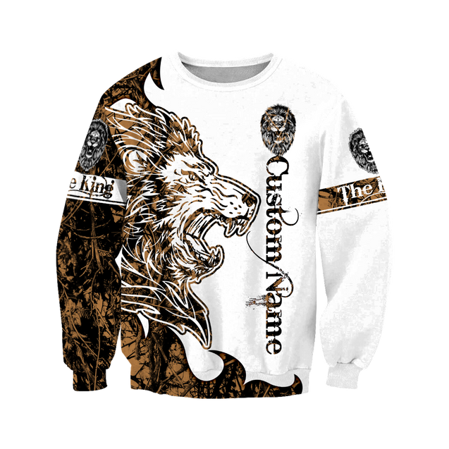 Custom Name The King Lion Tattoo Over Printed Hoodie