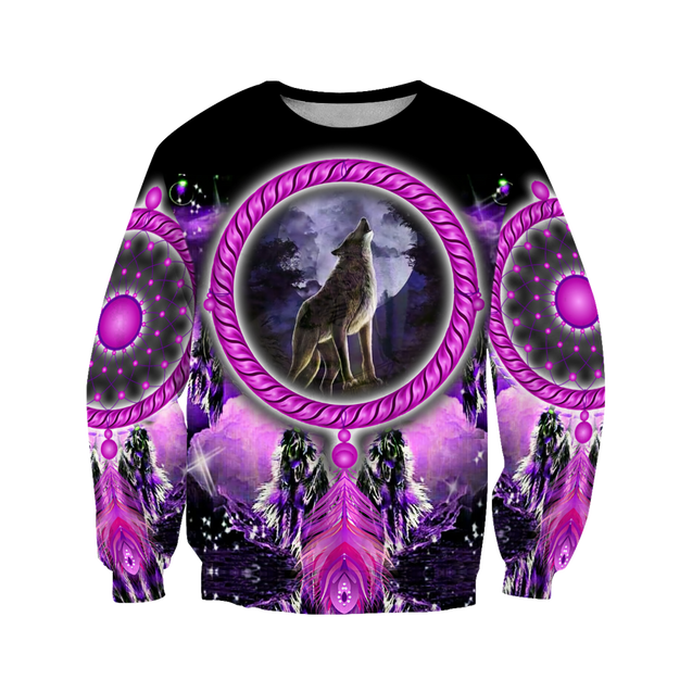 Native American Wolf Violet 3D Hoodie MP888 - Amaze Style™-Apparel