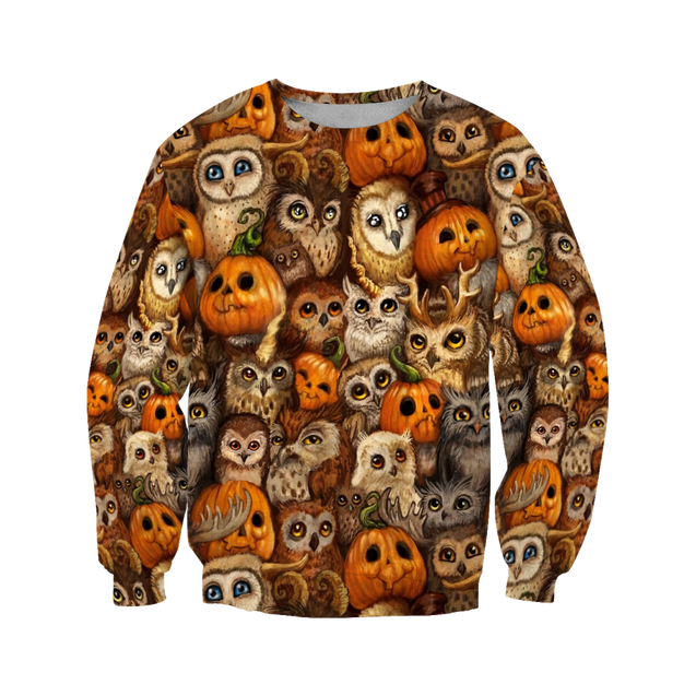 Halloween Pumpkin and Owl Over Printed Shirts For Men and Women JJW07082003