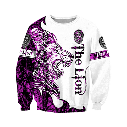 The Purple Lion Tattoo Over Printed Hoodie