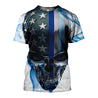 3D All Over Printed Skull Thin Blue Line-Apparel-HP Arts-Hoodie-S-Vibe Cosy™