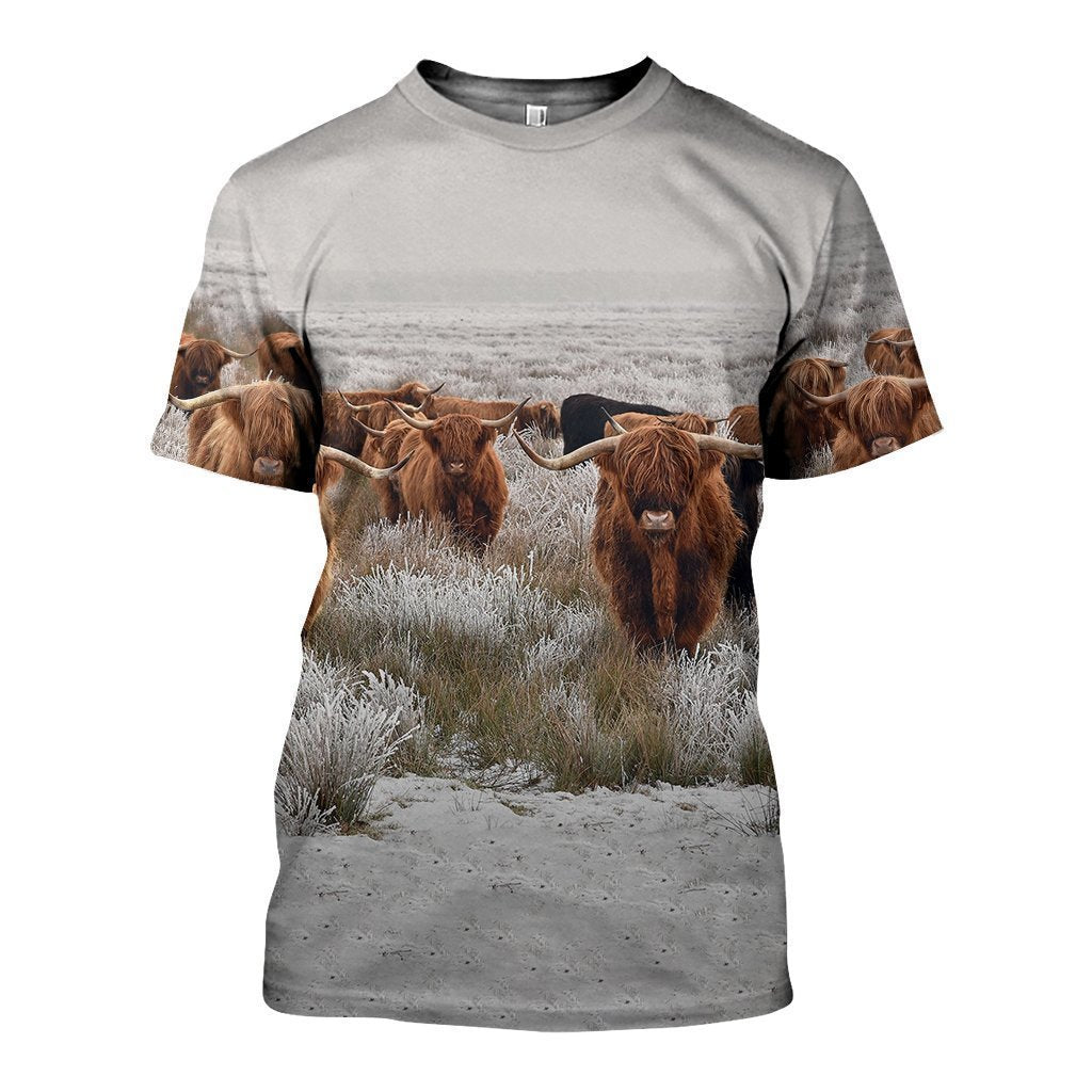 3D All Over Printed Highland Cows Shirts and Shorts-Apparel-6teenth World-T-Shirt-S-Vibe Cosy™