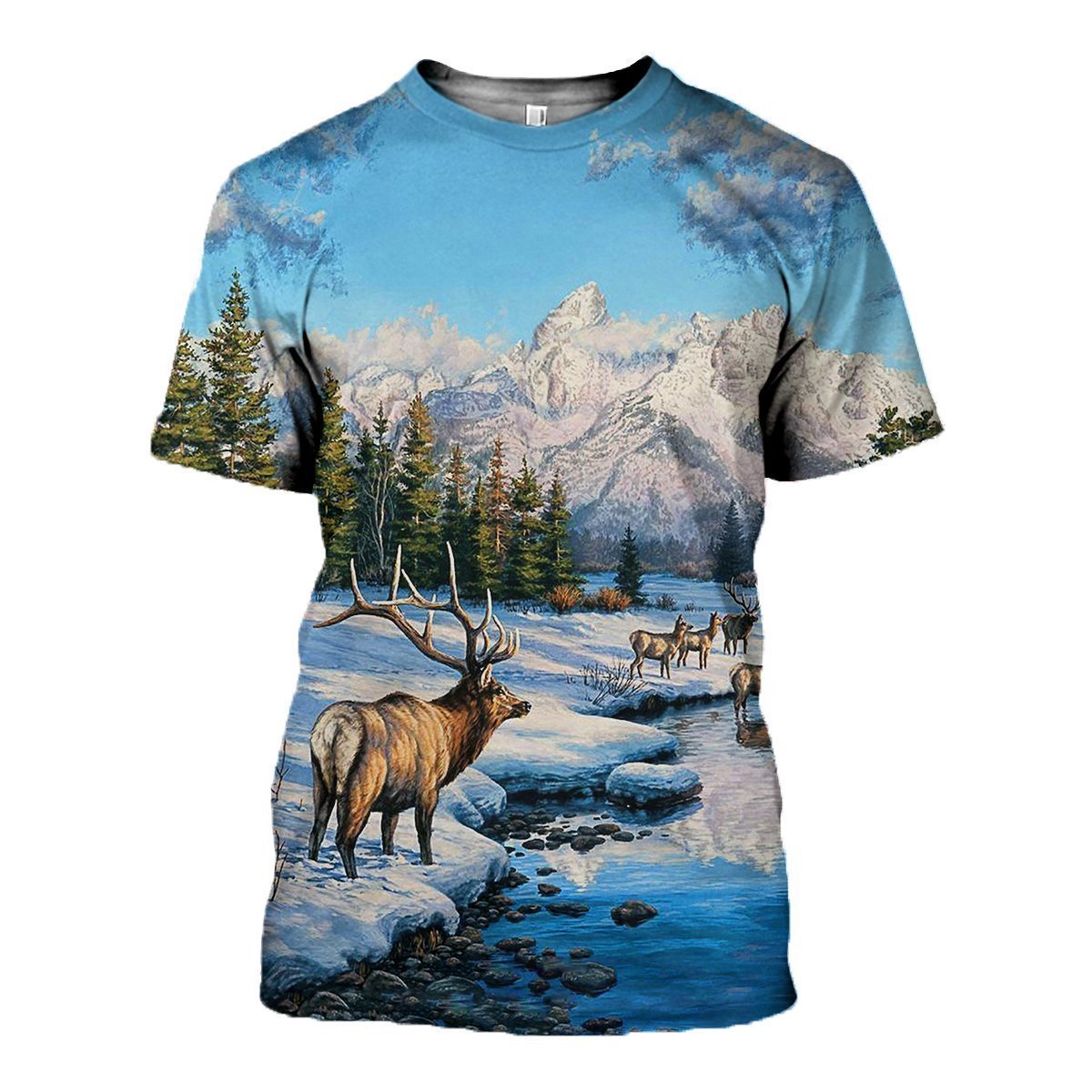 3D Printed Deer Art Clothes-Apparel-HP Arts-T-Shirt-S-Vibe Cosy™