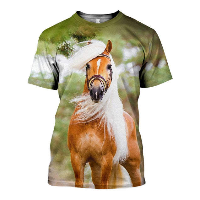 3D All Over Printed Horse Haflinger Shirts-Apparel-HP Arts-T-Shirt-S-Vibe Cosy™