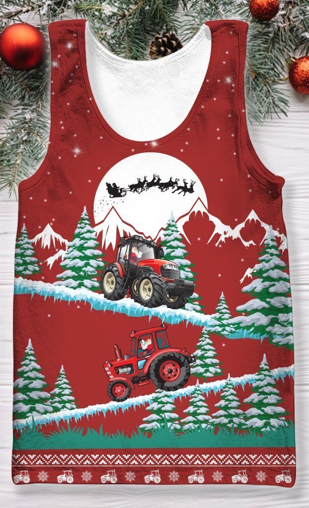 3D All Over Print Christmas Tractor Hoodie-Apparel-HD09-Tank Top-S-Vibe Cosy™