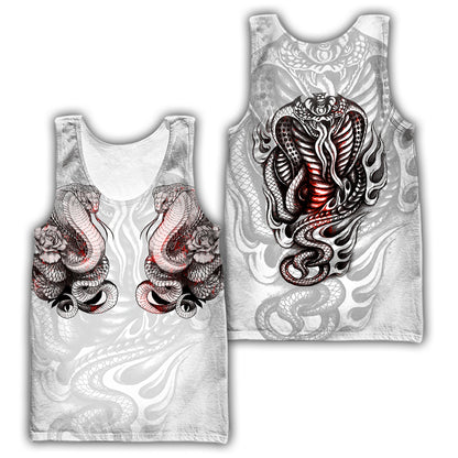 King Cobra Tattoo 3D All Over Printed Shirt for Men and Women