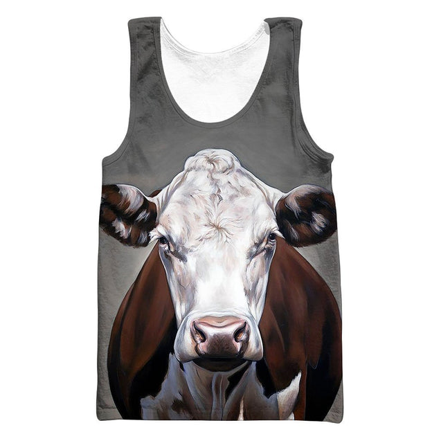 Beautiful Cow Face Clothes-Apparel-HD09-Tank Top-S-Vibe Cosy™