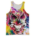 3D All Over Printed Colorful Owl Shirts and Shorts-Apparel-HP Arts-Tank Top-S-Vibe Cosy™
