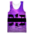 Sunset and Cow Violet Backgroud Hoodie-Apparel-HD09-Tank Top-XL-Vibe Cosy™