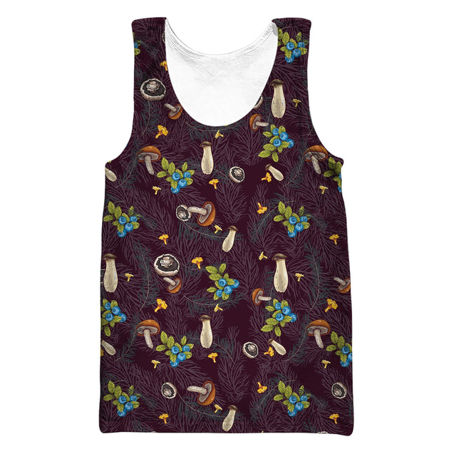 3D All Over Print Mushrooms and Blueberry Shirt-Apparel-NTH-Tank Top-S-Vibe Cosy™