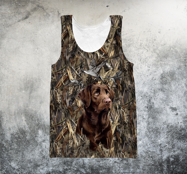 3D All Over Printed Brown Dog hunting Hoodie-Apparel-HP Arts-Tank top-S-Vibe Cosy™