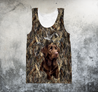 3D All Over Printed Brown Dog hunting Hoodie-Apparel-HP Arts-Tank top-S-Vibe Cosy™