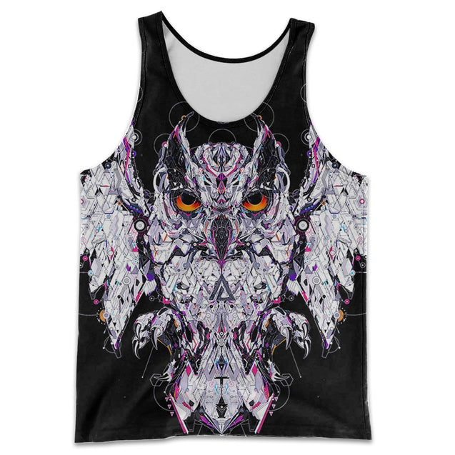 3D All Over Printed Owl Shirts and Shorts-Apparel-HP Arts-Tank Top-S-Vibe Cosy™