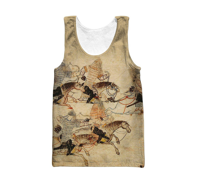 3D All Over Print Mongol Warriors Art Hoodie-Apparel-Khanh Arts-Tank Top-S-Vibe Cosy™