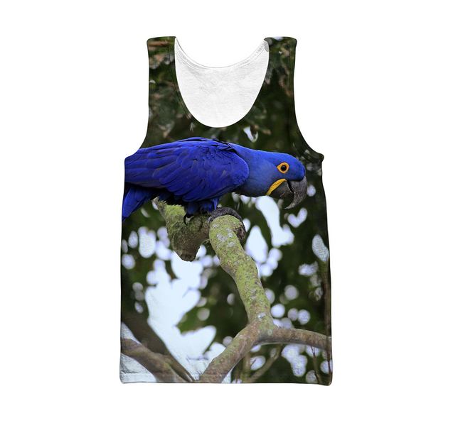 3D All Over Print Beautiful Blue Macaw Parrot Hoodie-Apparel-PHL-Tank Top-S-Vibe Cosy™