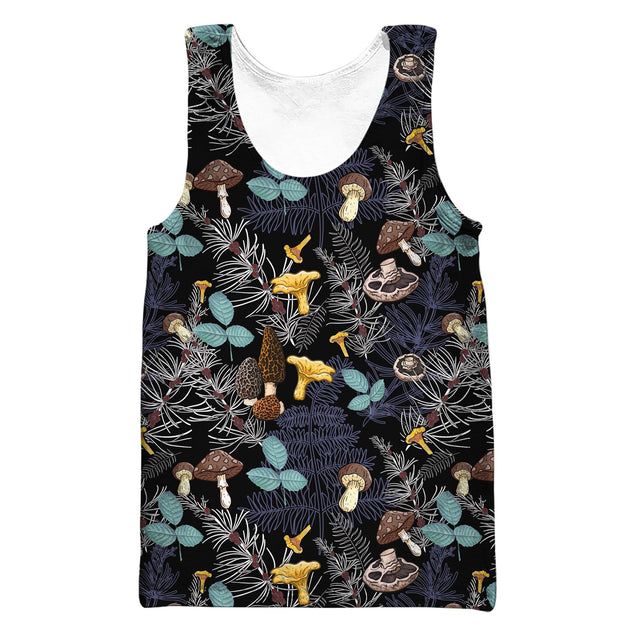 3D All Over Print Mushrooms and leaves of forest trees Shirt-Apparel-NTH-Tank Top-S-Vibe Cosy™