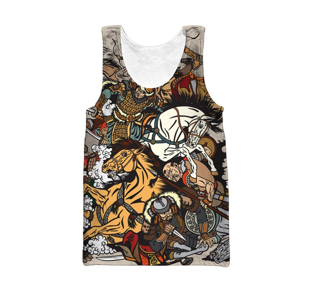 3D All Over Print Mongol Warrior Hoodie-Apparel-Khanh Arts-Tank Top-S-Vibe Cosy™