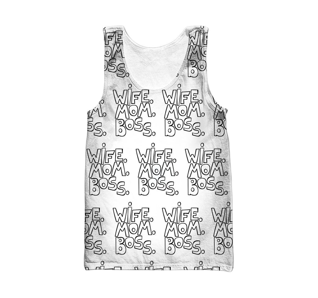 3D All Over Black Wife Mom Boss Hoodie-Apparel-Khanh Arts-Tank Top-S-Vibe Cosy™