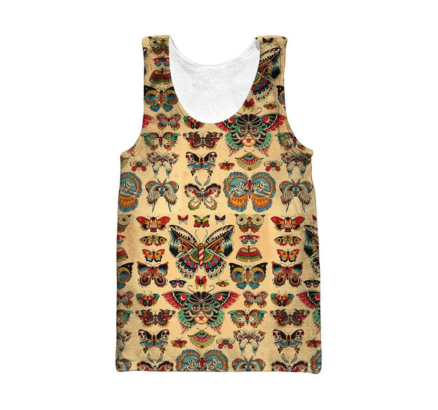 3D All Over Print Art Butterflies Hoodie-Apparel-Khanh Arts-Tank Top-S-Vibe Cosy™