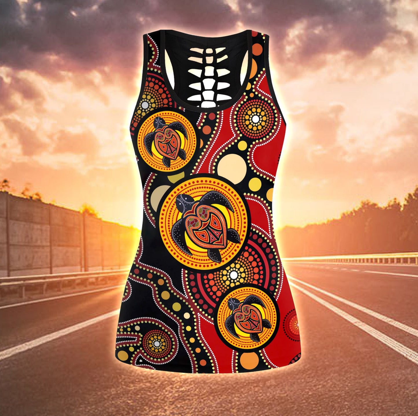 Aboriginal Australia Indigenous Turtles Painting Art Combo (Legging+Tank) TR2506203S-Apparel-Huyencass-No Legging-S-Vibe Cosy™