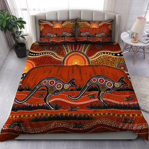 Aboriginal Bedding Set, Australia Kangaroo running Lizard Art Bedding Set TR2306202-Bedding Set-Huyencass-US Twin-Vibe Cosy™