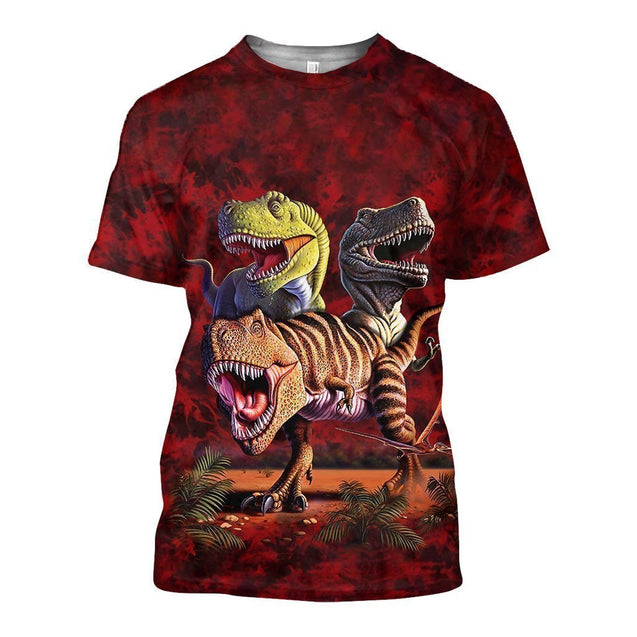 3D All Over Printed T-Rex Collage Shirts and Shorts-Apparel-HP Arts-T-Shirt-S-Vibe Cosy™