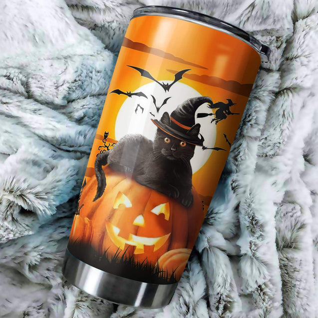 Halloween Black Cat on the Pumpkin Tumbler Premium AM082063-MEI