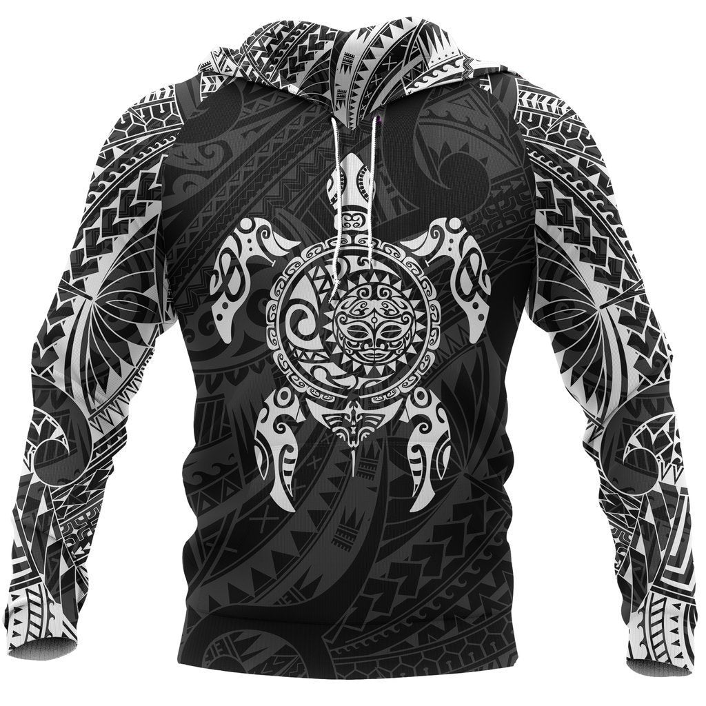 Turtle Maori Tattoo All Over Hoodie White NVD-Apparel-Dung Van-Hoodie-S-Vibe Cosy™
