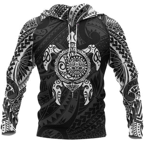 Turtle Maori Tattoo All Over Hoodie White NVD-Apparel-Dung Van-Hoodie-S-Vibe Cosy™