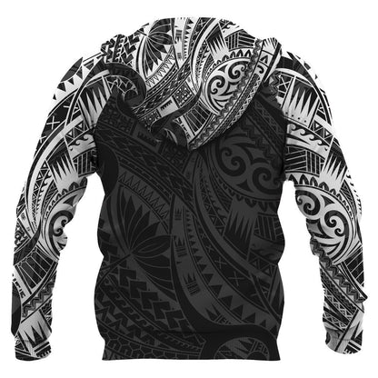 Turtle Maori Tattoo All Over Hoodie White NVD-Apparel-Dung Van-Hoodie-S-Vibe Cosy™