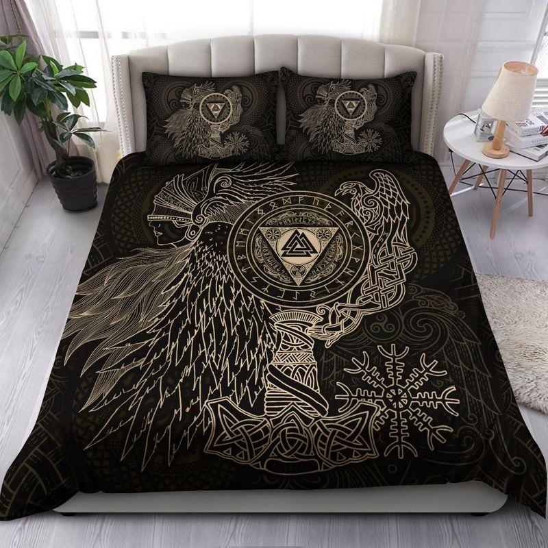 Vikings Bedding Set - Valknut with Helm of Awe and Horn Triskelion  HP25052006