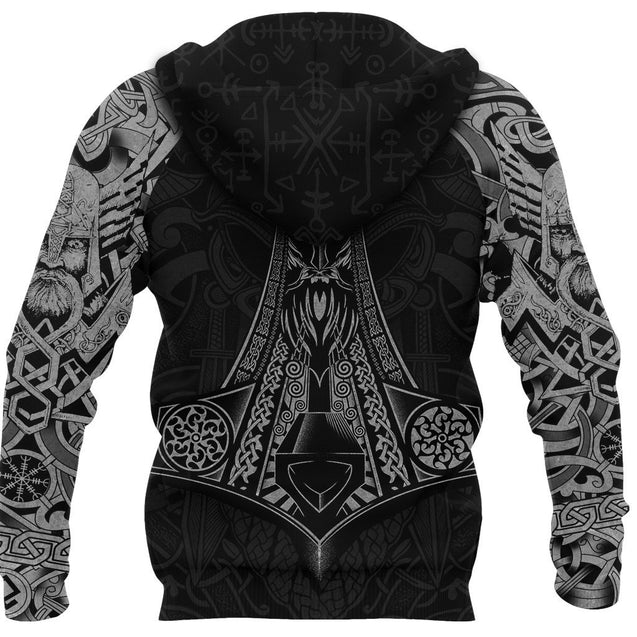 3D Printed Vikings Odin Mjolnir Thor's Hammer-Apparel-HP Arts-Hoodie-S-Vibe Cosy™