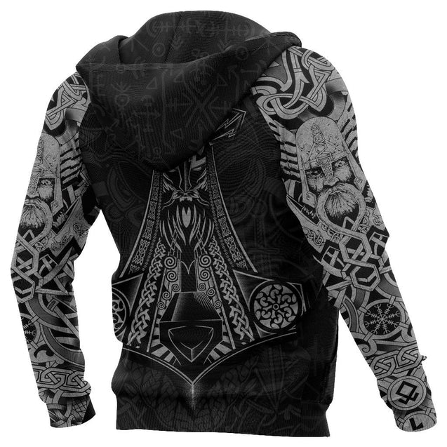 3D Printed Vikings Odin Mjolnir Thor's Hammer-Apparel-HP Arts-Hoodie-S-Vibe Cosy™