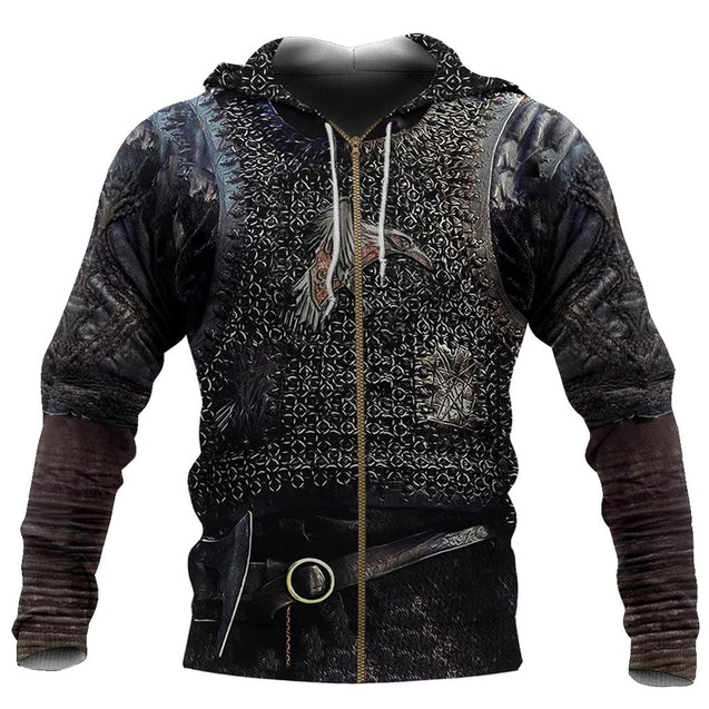 3D Printed Vikings Raven 3D Armour-Apparel-HP Arts-Zipped Hoodie-S-Vibe Cosy™