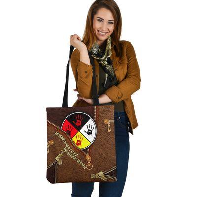 Native American 3D Printed Canvas Tote Bag