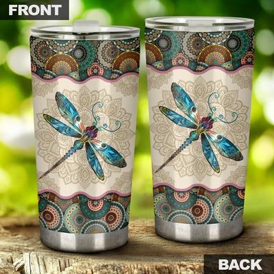 Beautiful Dragonfly-Vintage Mandala Premium Stainless Steel Tumbler TA040810-Tumbler-TA-Vibe Cosy™