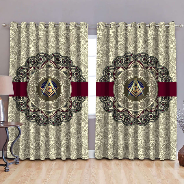 Freemasonry 3D All Over Printed Window Curtains