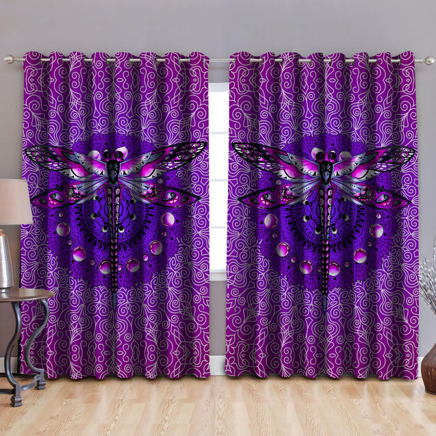 Purple Mandala Dragonfly Curtains Window DD10072004