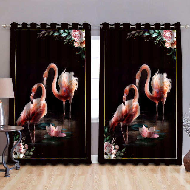 Flamingo Lotus Flower Curtains-MEI