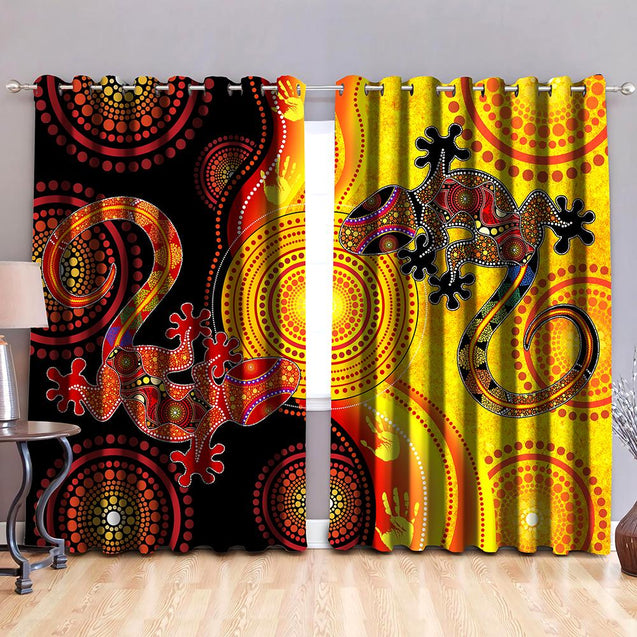 Aboriginal Australia Indigenous Lizards and the Sun Thermal Grommet Window Curtains-Curtains-Huyencass-52'' x 63''-Vibe Cosy™